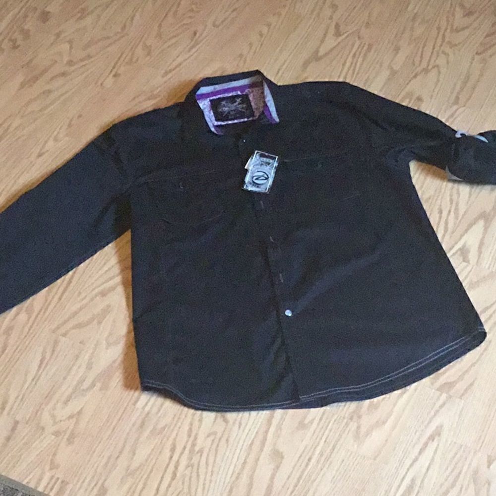 Mens DRILL black long sleeve button front 👔 xl